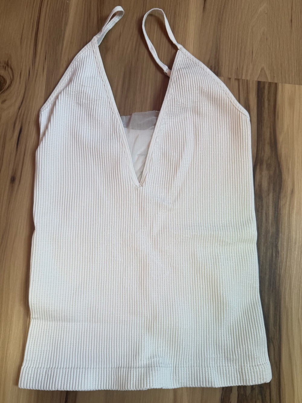 Free People Ribbed V-Neck Spaghetti Strap Tank Top - White